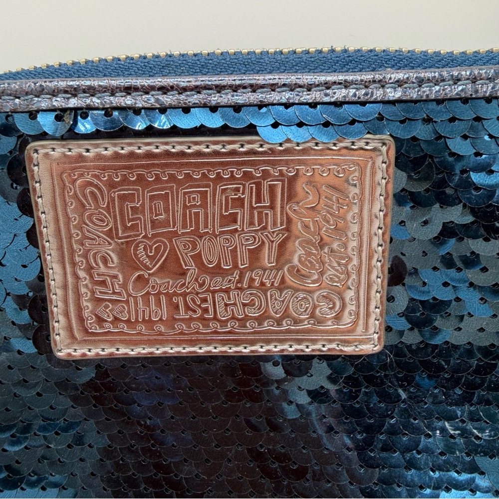 Vintage Coach Poppy Blue Sequin Crossbody Bag | Y2K Era - Picture 3 of 9